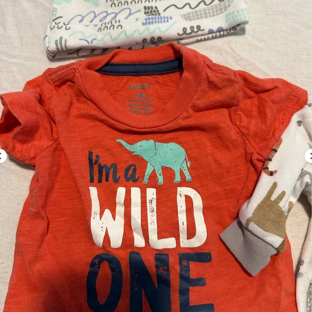 Newborn Baby Boy Clothing Lot 8pc‎ Carter’s Gerber Sleepers Hats NB